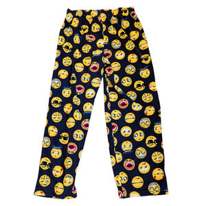 EMOJI Black Yellow Fleece Pajama Pants Cozy Loungewear Men's Size Medium